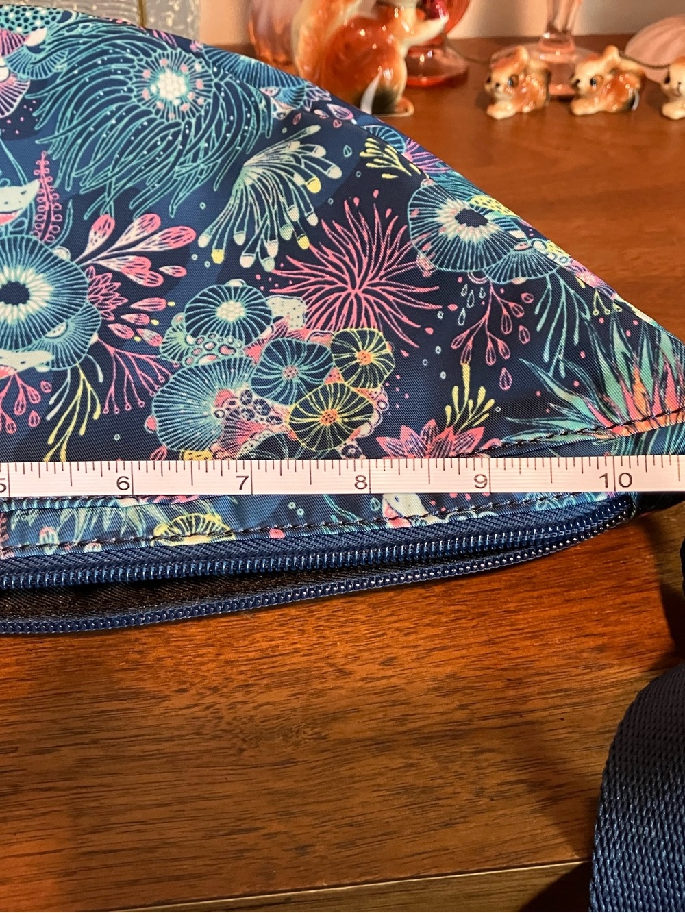 Sakroots Navy Tess Floral Turtle Crescent Crossbody with Multicolor Print - Picture 7 of 8